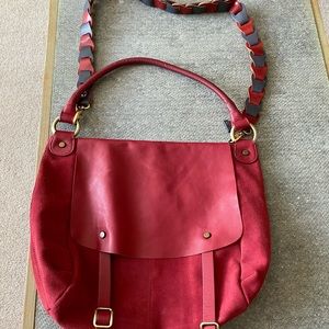 Italian handmade real leather with velvet front bag . Figus brand made in Milan